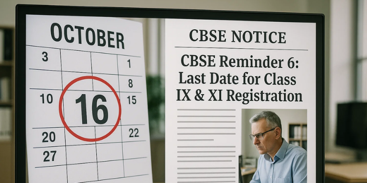 CBSE Reminder 6: Today is the Last Date to Submit Registration Data for Class IX & XI (2025–26)